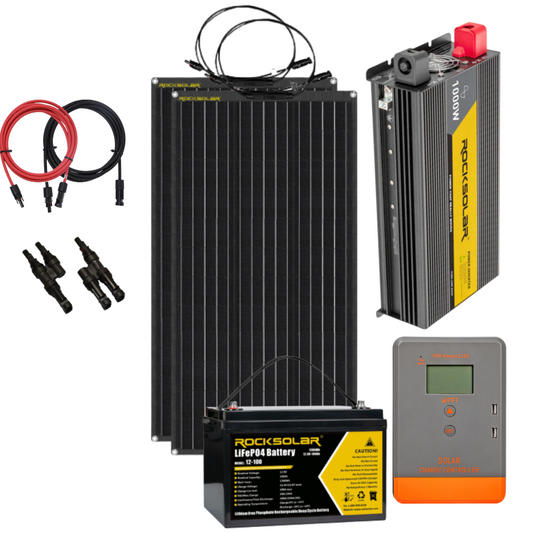 ROCKSOLAR 1000W 12V RV Solar System – Flexible Panel Kit with Battery, Inverter & MPPT Controller