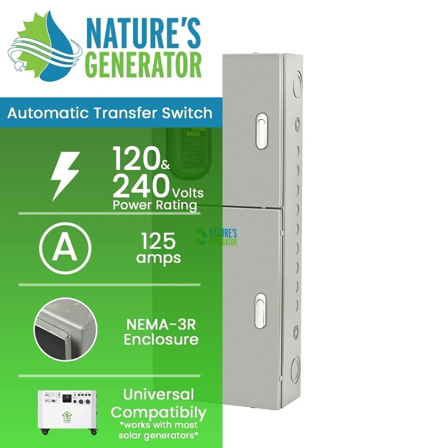 Nature’s Generator 125A Automatic Transfer Switch – Whole Home Backup Integration, UL Listed