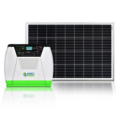 Nature’s Generator Gold Essential – 1800W Solar Generator Kit with Panel & Cart