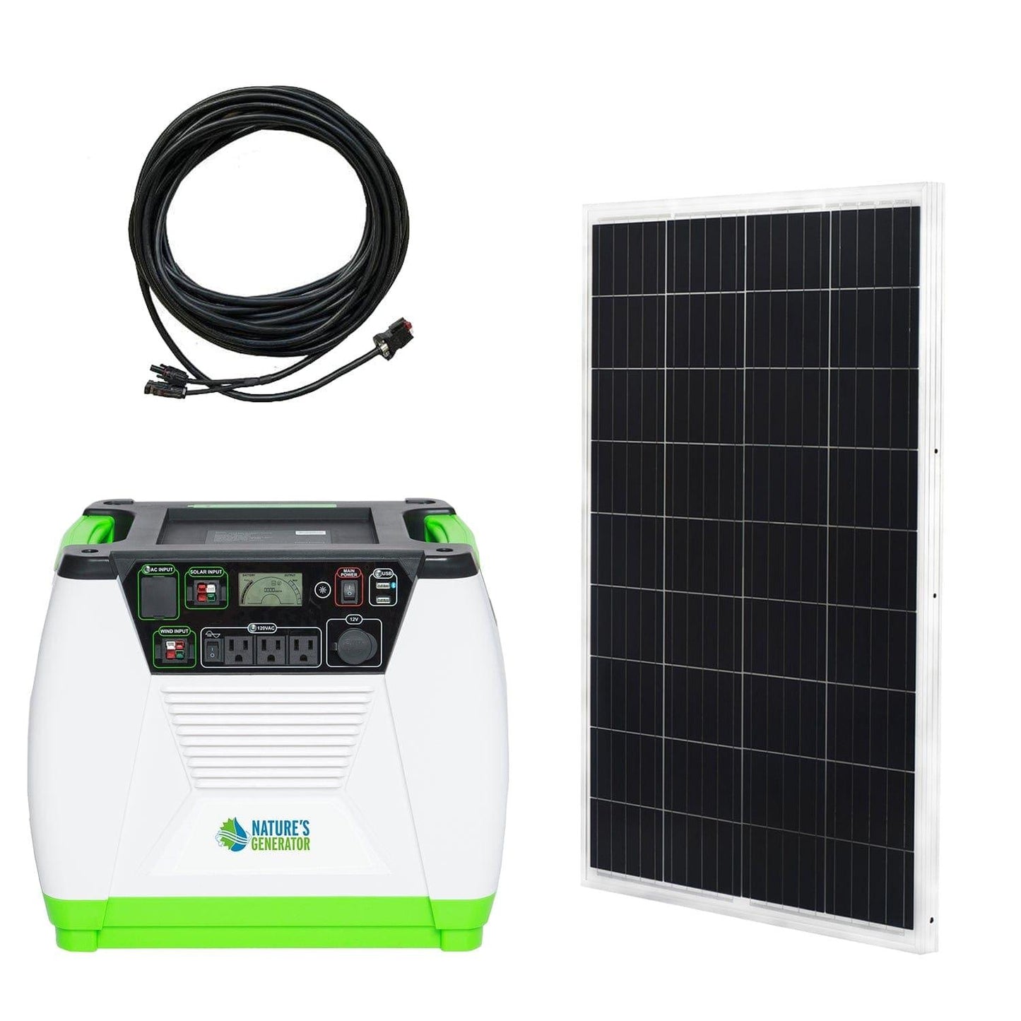 Nature’s Generator Gold Essential – 1800W Solar Generator Kit with Panel & Cart