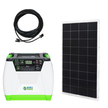 Nature’s Generator Gold Essential – 1800W Solar Generator Kit with Panel & Cart