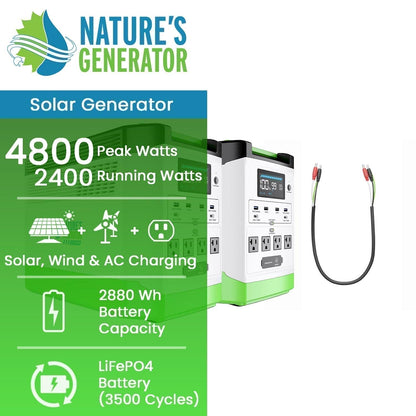 Nature’s Generator Lithium 1800 Power Station, 1800W Solar Generator with LiFePO₄ Battery