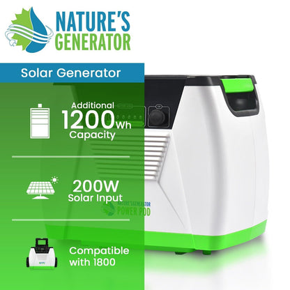 Nature's Generator Power Pod – 1200Wh Battery Expansion with Solar Input