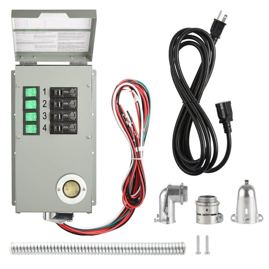 Nature’s Generator Power Transfer Switch Kit – 6-Circuit 125V Manual Transfer Switch with Inlet Box and Cable