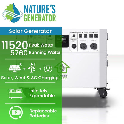 Nature’s Generator Powerhouse – 7200W Solar Generator with 240V Split Phase Output & App Control