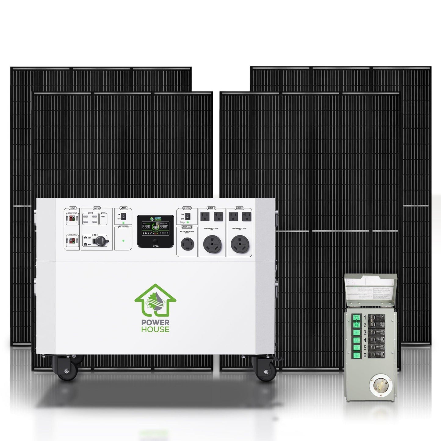 Nature’s Generator Powerhouse Gold Plus PE System – 7200W Solar Generator Kit with 4 Panels & PE Transfer Switch