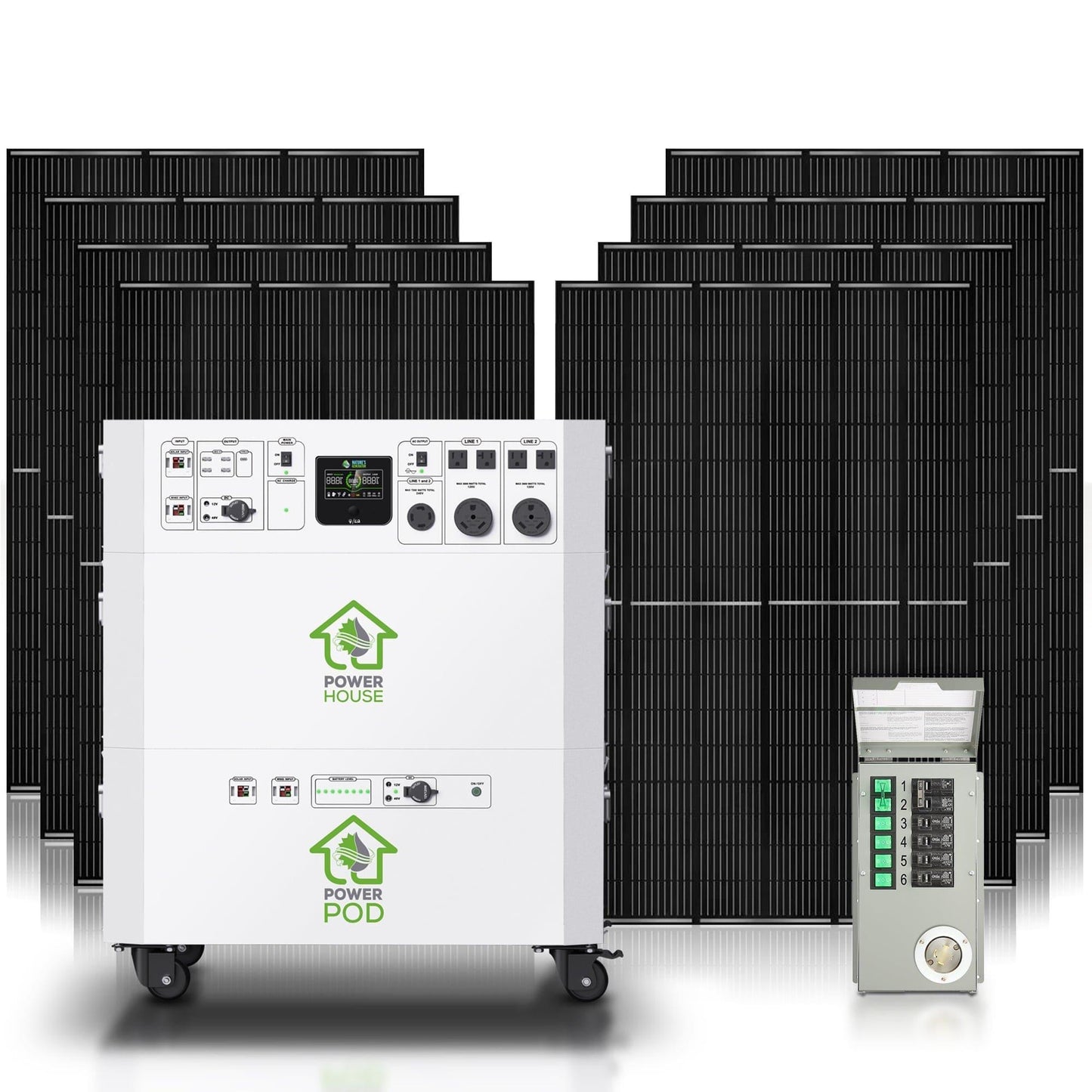 Nature’s Generator Powerhouse Platinum Plus PE System – 7200W Solar Generator Kit with 6 Panels & PE Transfer Switch