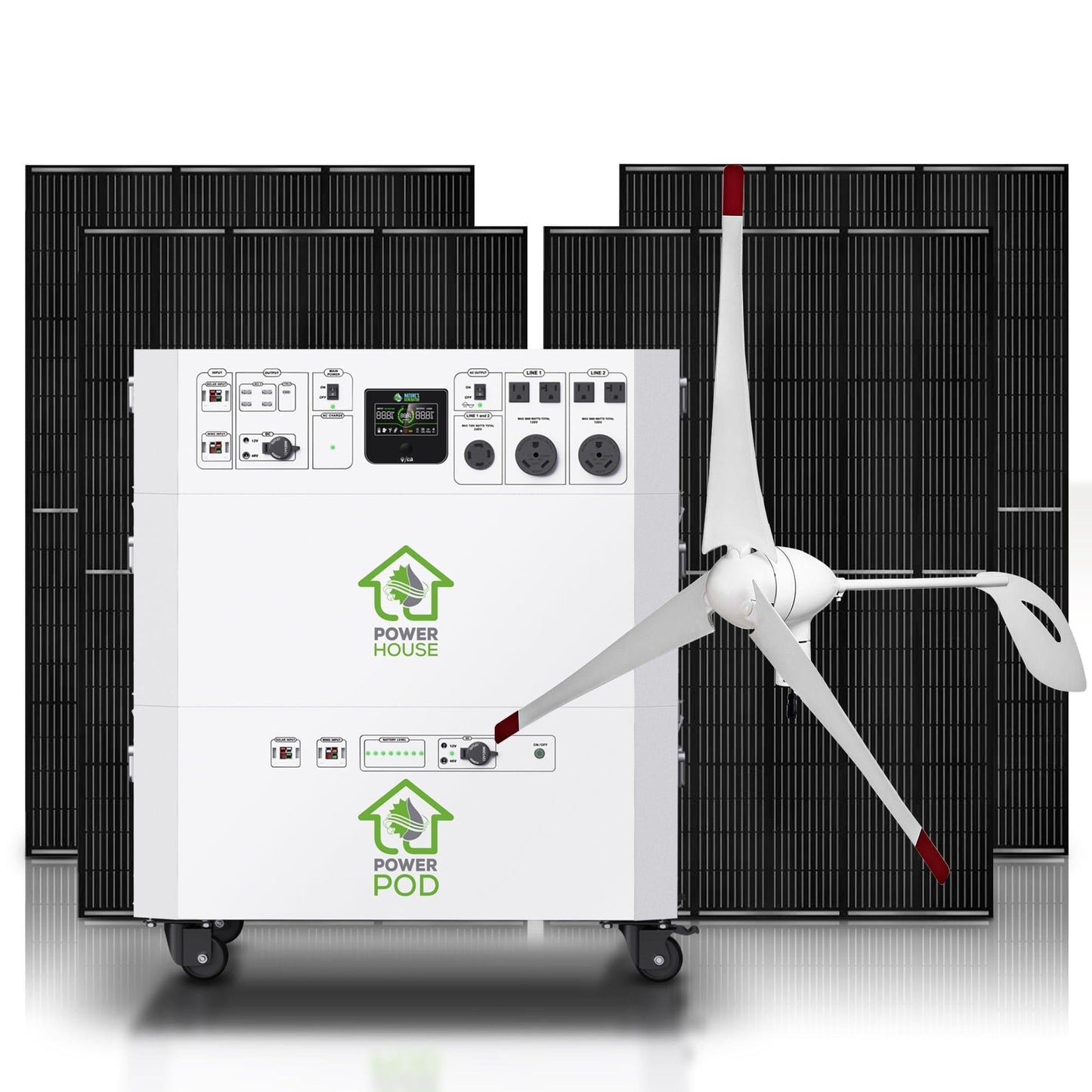 Nature's Generator Powerhouse Platinum WE System, 7200W, 9600Wh, 240V, Solar & Wind Ready, Whole Home Backup