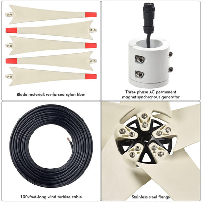 Nature’s Generator Wind Turbine – 350W Off-Grid Wind Power Generator with 100ft Cable
