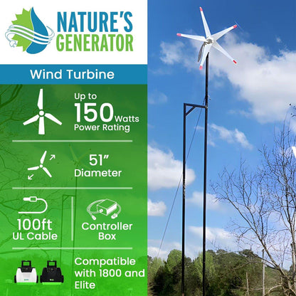 Nature’s Generator Wind Turbine – 350W Off-Grid Wind Power Generator with 100ft Cable