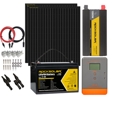 ROCKSOLAR 1000W 12V RV Solar System – Rigid Panel Kit with Battery, Inverter & MPPT Controller