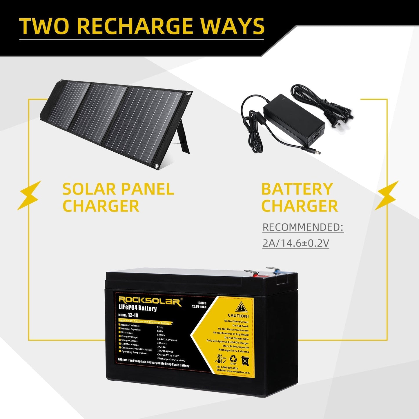 ROCKSOLAR 12V 10Ah Deep Cycle LiFePO4 Battery – Lightweight Backup for Solar & Mobile Power