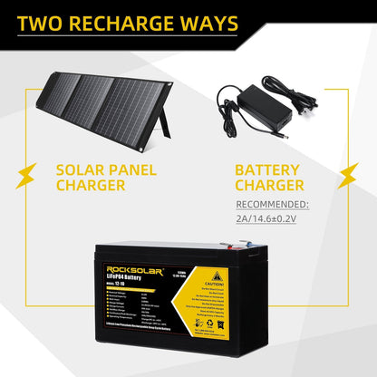 ROCKSOLAR 12V 10Ah Deep Cycle LiFePO4 Battery – Lightweight Backup for Solar & Mobile Power
