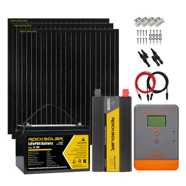ROCKSOLAR 1000W 12V Off-Grid Solar System – Complete Power Kit with Battery, Panels & Inverter