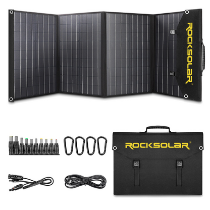 ROCKSOLAR 100W 12V Foldable Solar Panel – Portable USB Charger for Off-Grid Devices