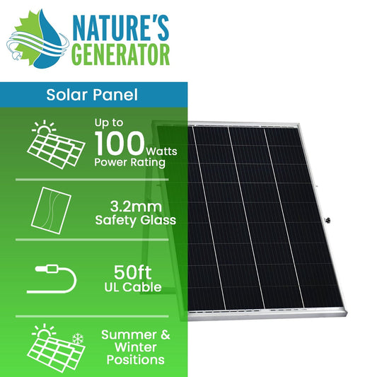 Nature's Generator Power Panel, 100W Polycrystalline Solar Panel, Wheeled Frame