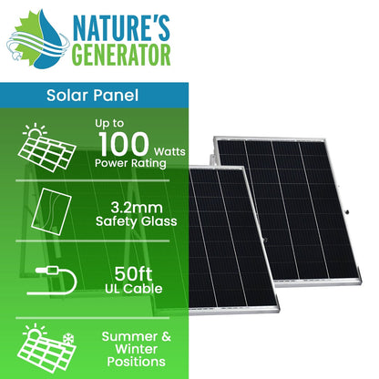 Nature’s Generator Power Panel – 3x 100W Solar Panel Kit with Cables & Frames