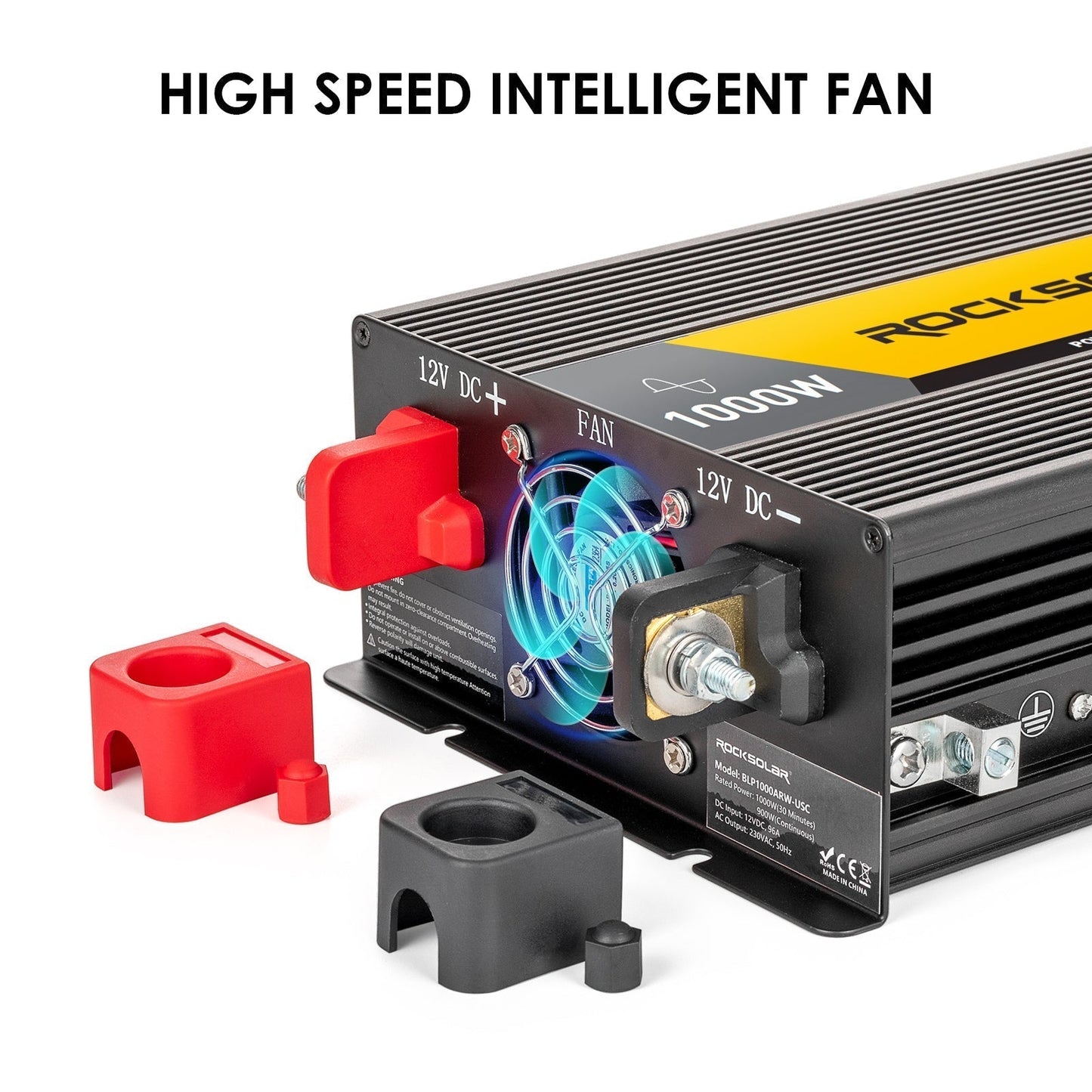 ROCKSOLAR 1000W 12V Pure Sine Wave Inverter – Remote-Controlled AC Converter for Off-Grid Powe